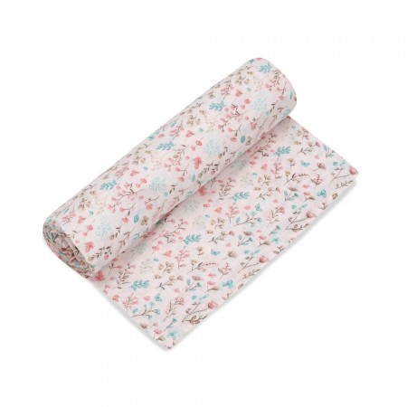 Mussola fiori rosa 120x120