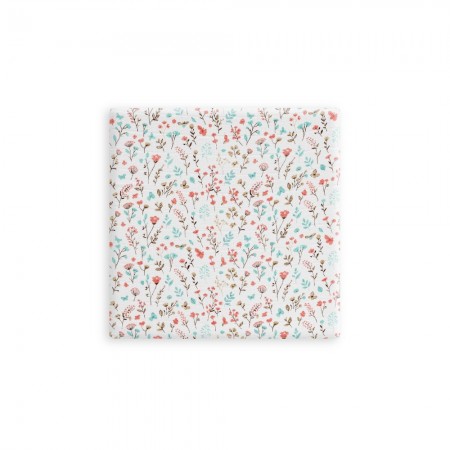 Mussola fiori bianca 120x120