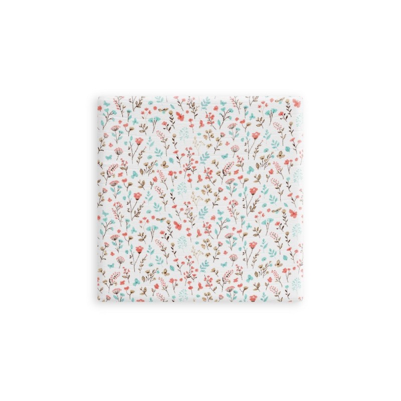 Mussola fiori bianca 120x120