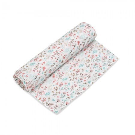 Mussola fiori bianca 120x120