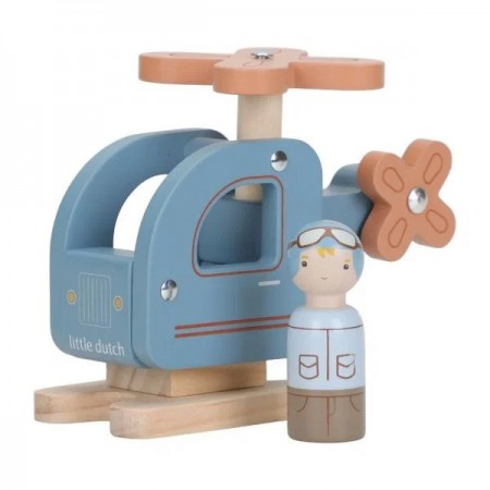 Elicottero con personaggio in legno